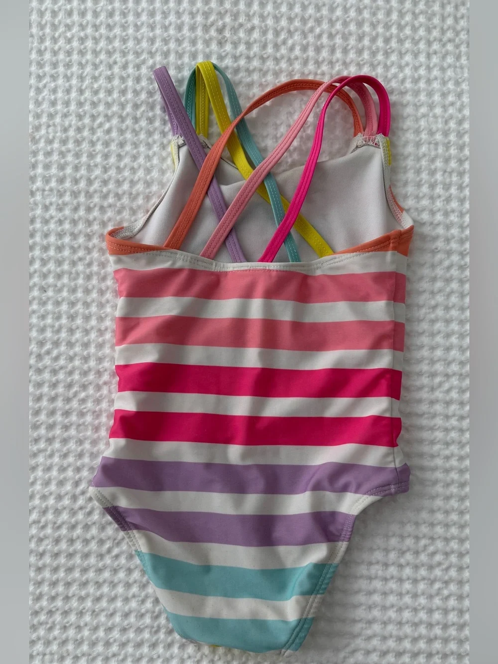 Disney Minnie Mouse Rainbow Striped Toddler Girl Swimsuit 4T